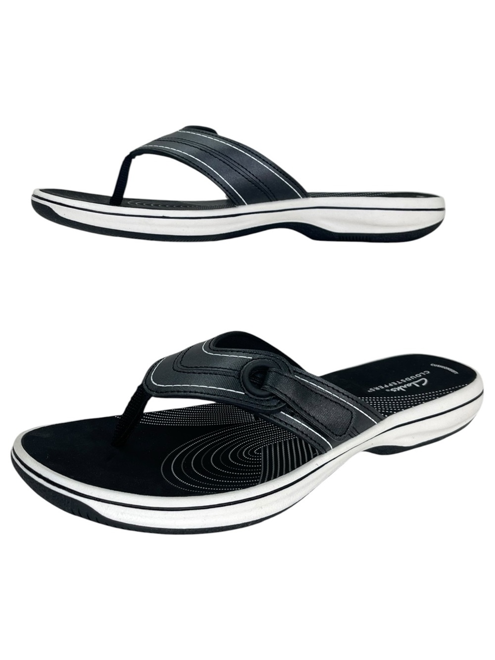 Clarks Cloudsteppers Breeze Reyna Black Womens Thong Sandals Size 10M - Picture 11 of 11
